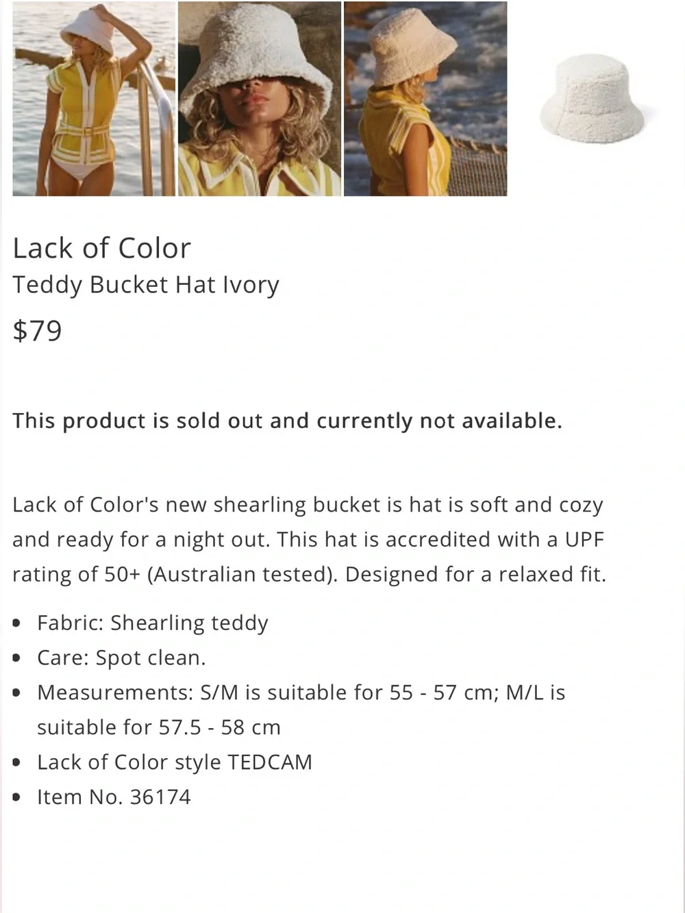 Lack of Color Teddy Bucket Hat - M/L